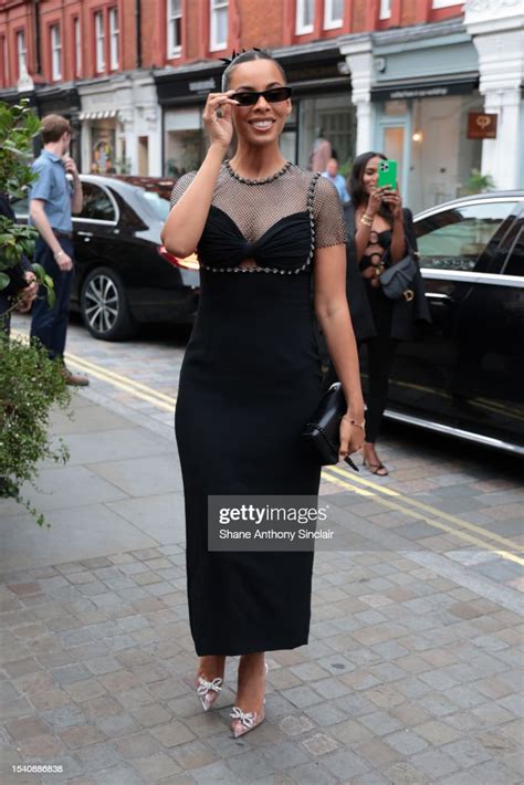 Rochelle Humes Arrives At The British Vogue X Self Portrait Summer