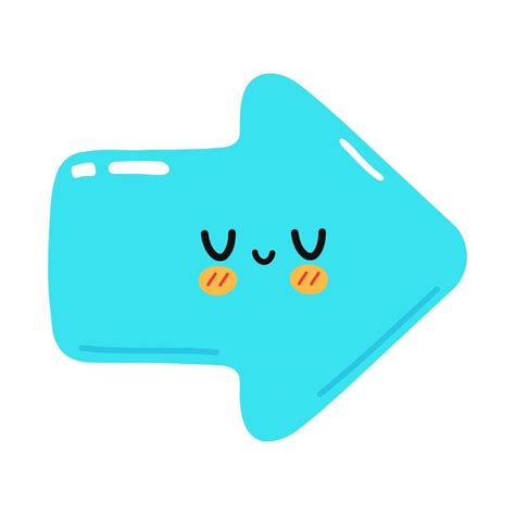 Cute Funny Blue Arrow Icon Vector Hand Drawn Cartoon Kawaii Character