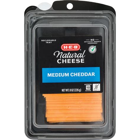 H E B Medium Cheddar Sliced Cheese Shop Cheese At H E B