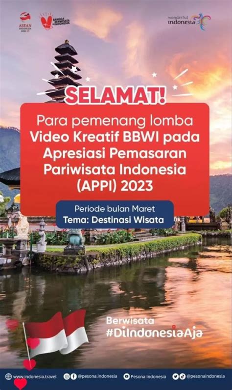 Lomba Video Kreatif Bbwi Appi Kemenparekraf Selamat Para Pemenang