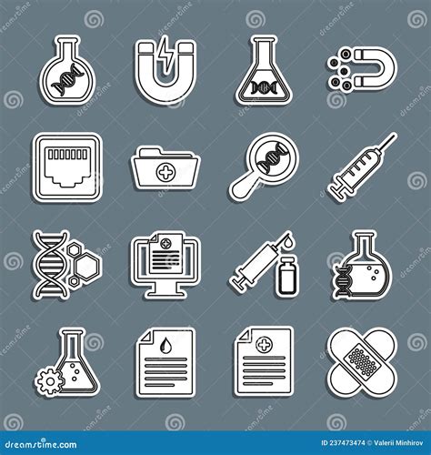 Set Line Crosage Plaster Dna Research Spuit Health Record Map Network