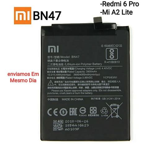 Bateria Xiaomi Modelo Bn47 Mi A2 Lite Redmi 6 Pro 4000mAh Escorrega