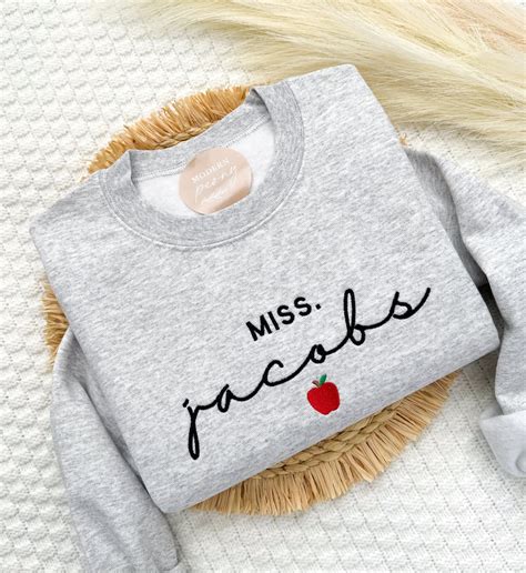 Personalized Teacher Sweatshirt Embroidered Teacher Name Crewneck