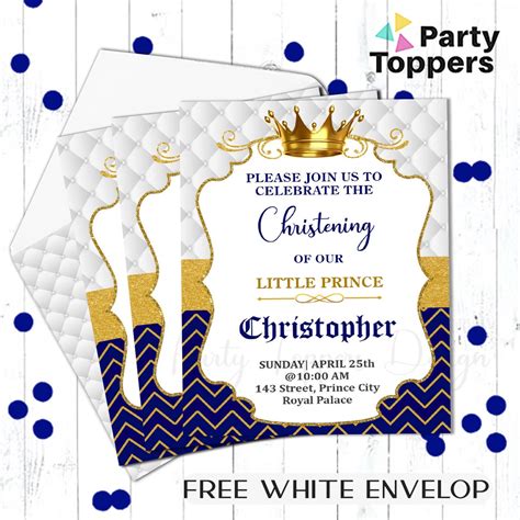 Christening Invitation Card Prince Theme Birthday Invitation Boy