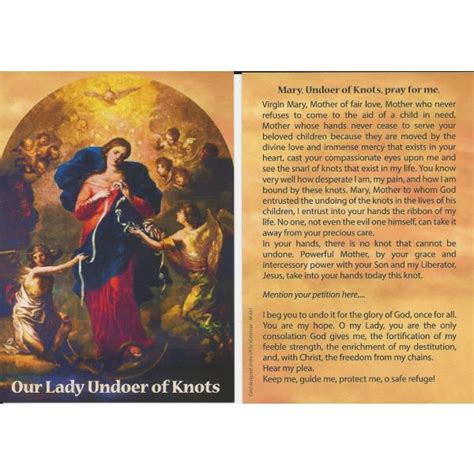 Prayer Card Our Lady Undoer Of Knots