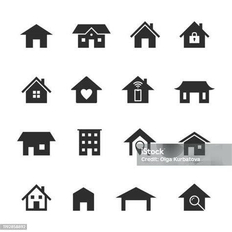 Home Icons Black Flat Homes Shapes Houses Silhouettes Symbols Of