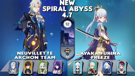 NEW Spiral Abyss 4 7 C0 Neuvillette Archon Team C0 Ayaka Freeze