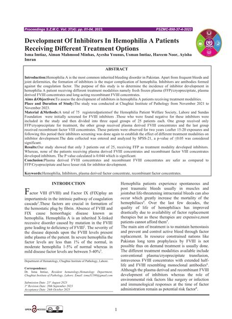 Pdf Development Of Inhibitors In Hemophilia A Patients Receiving