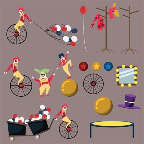 Premium Vector Clown Set Vector Illustration