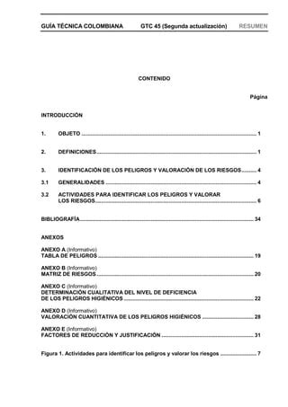 Gtc Gua Para La Identificacin De Peligros Y Riesgos En Sst Pdf