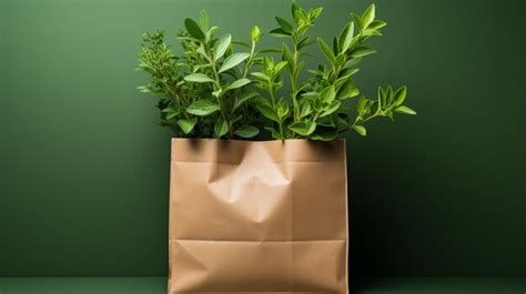 Premium Photo Paper Bag Of Fresh Herbs And Flowers On Dark Background