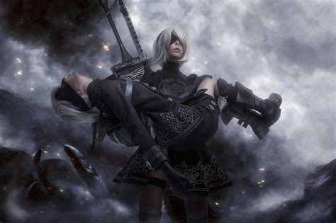 HD wallpaper: 2B character digital wallpaper, cosplay, Nier Automata ...