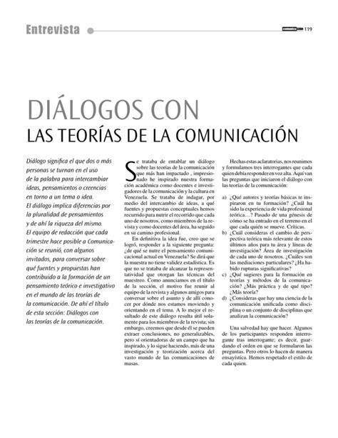 Di Logos Con Las Teor As De La Comunicaci N