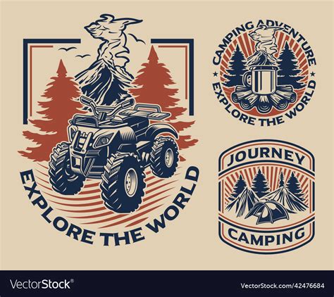 Set Of The Vintage Label For The Hiking Theme Vector Image