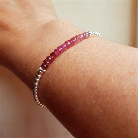 Pink Tourmaline Bracelet Sterling Silver Or Gold Fill Tiny Pink Gemstone Bead Bracelet Clasp Or