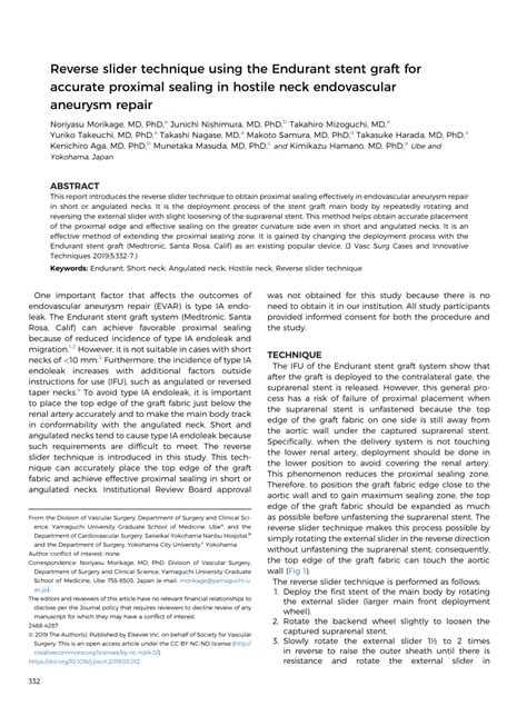 Pdf Reverse Slider Technique Using The Endurant Stent Graft For