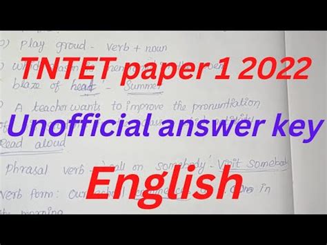 Tntet Unofficial Answer Key Tntet Paper Answerkey English Oct