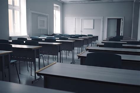 Sala De Aula Vazia Sala De Aula Turva Sem Alunos Cadeiras E Mesas