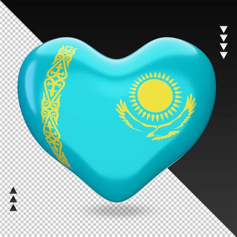 Premium Psd Love Kazakhstan Flag Hearth D Rendering Front View