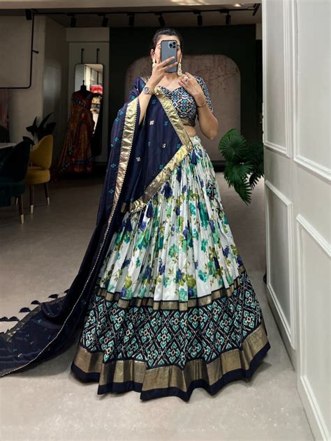 FANCY HEAVY SILK PATOLA DIGITAL PRINTED LEHENGA CHOLI WITH DUPATTA NAVY