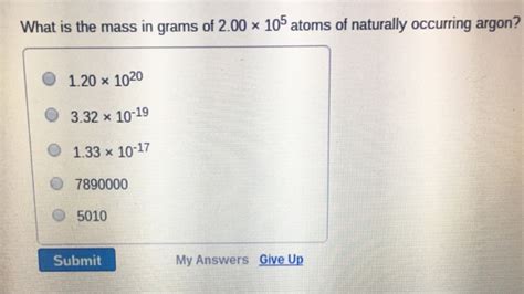 Solved What is the mass in grams of 2.00 times 10^5 atoms of | Chegg.com