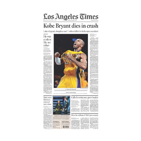 Kobe Bryant Front Page Print Shop La Times