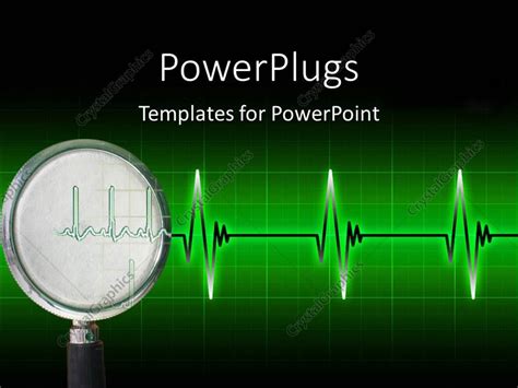 Powerpoint Template Cardiogram Pulse On Bright Green Gridlines With