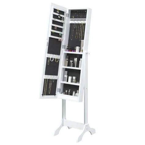 Floor Mirror Jewelry Box White Standing Jewelry Box •