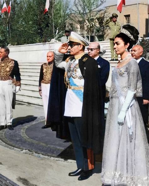 Shah of Iran Mohammad Reza Shah Pahlavi and Queen Farah entering the ...