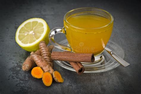 Herbal Tea With Turmeric Powder Stock Image Image Of Gray Medicinal