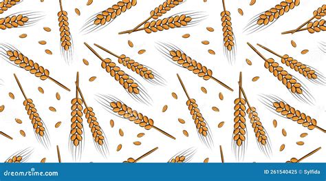 Wheat Ears Seamless Pattern Cereal Vector Texture Gold Wheat Barley