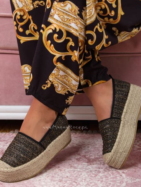 Espadryle Na Platformie Lady Laki Czarne