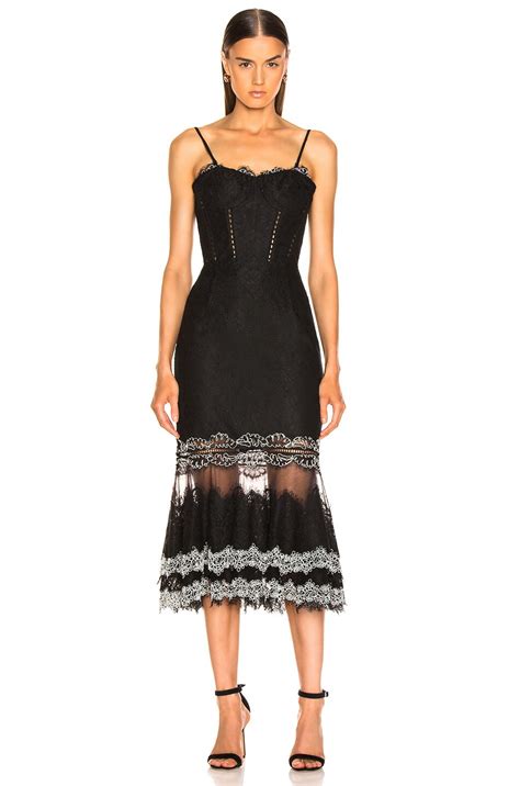 Simkhai Multimedia Corded Lace Trumpet Dress In Black White Fwrd