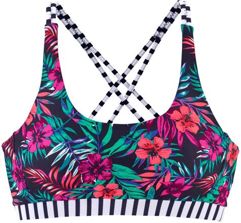 Venice Beach Summer Bustier Bikini Oberteil Marine Druck Test TOP