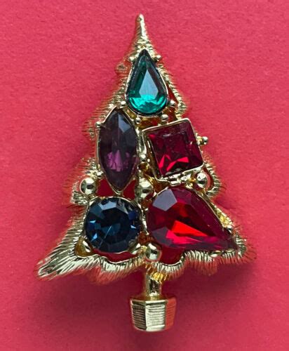 Vintage Christmas Tree Pin Brooch Weiss Style Mid Century Modern Lrg