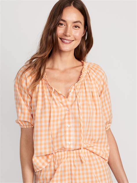 Old Navy Matching Puff Sleeve Pajama Swing Top For Women Multi