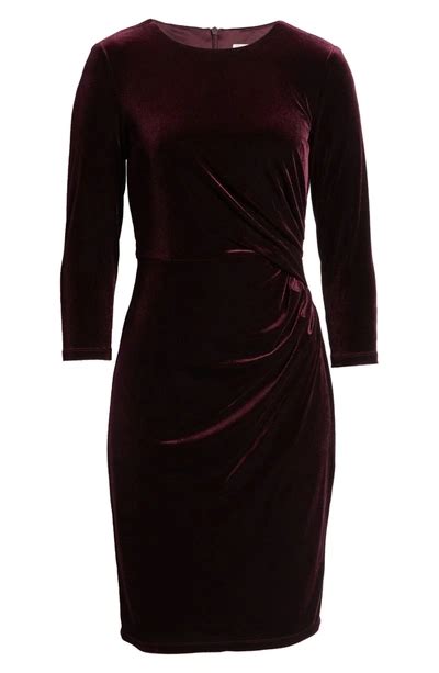 Eliza J Velvet Sheath Cocktail Dress In Wine Modesens