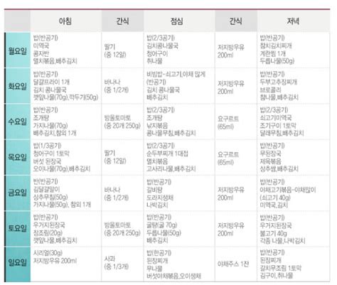 다이어트건강 다이어트 식단표 작성요령