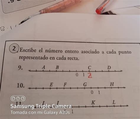 Escribe El Numero Entero Asociado A Cada Punto Representado En Cada