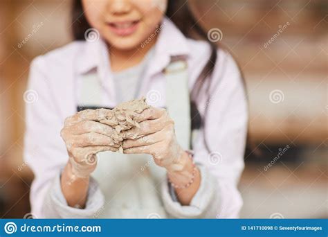 Asian Girl Kneading Clay Stock Photo Image Of Asian 141710098