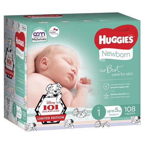 Huggies Newborn Nappies Size 1 Up To 5kg 108 Pack Allcare Warehouse