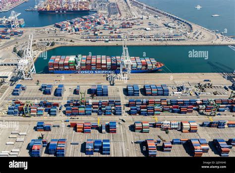 Container Port Of Long Beach Aerial Stock Photo Alamy