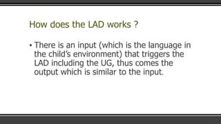 Language Acquisition Device LAD Universal Grammar UG PPT