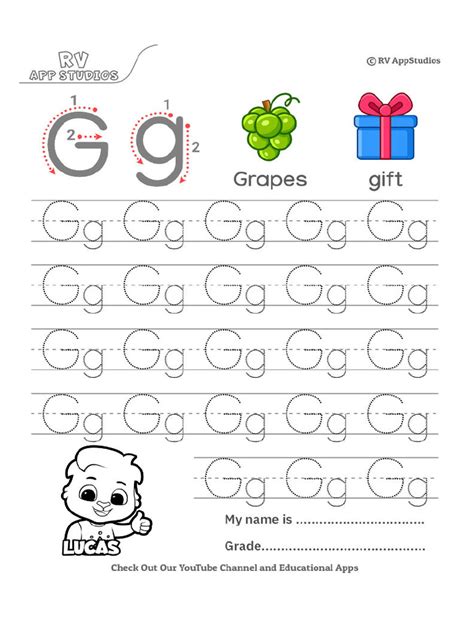 250 Free Printable Worksheets For Kids Alphabet Letter Gg Tracing Pdf