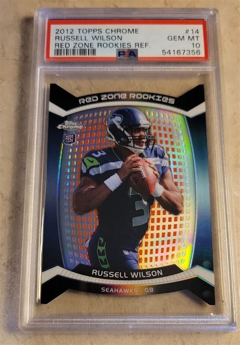 2012 Russell Wilson Topps Chrome Red Zone Rookie Refractor 14 PSA 10