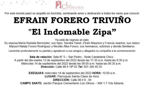 Así Será La Despedida De Efraín Forero Triviño “el Indomable Zipa” En Bogotá Revista Mundo