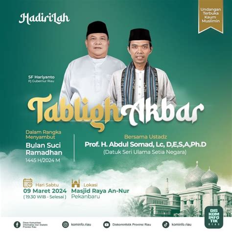 Sambut Ramadhan H Pemprov Riau Menggelar Tabligh Akbar Bersama