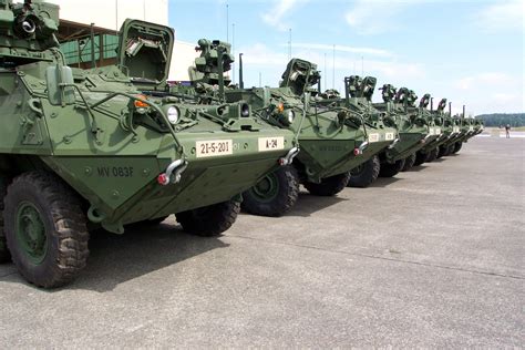 Strykers Interim Armored Vehicle IAV Parked At Grey Army Airfield