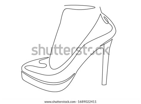 Continuous Line Drawing Womens High Heel Stock Vector Royalty Free