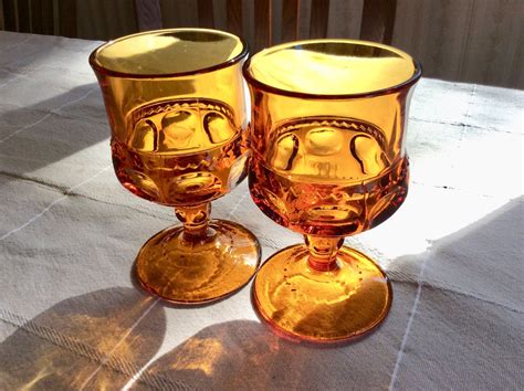 Vintage Amber Glass Set Of 2 Cordial Aperitif Glasses Etsy